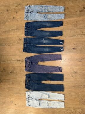 Old Navy Kids Jeans Bundle - Light Blue, Dark Blue & Purple Washes